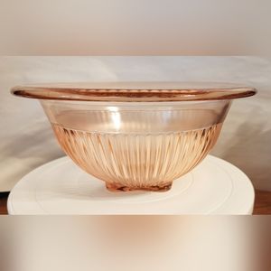 Vintage Hazel Atlas Pink Depression Glass Serving Mixing Fruit Salad Bowl 9 5/8"